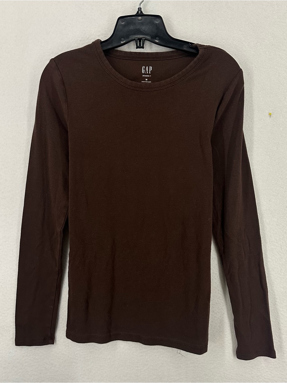 Gap Modern T Long Sleeve Crew Neck T Shirt Women Medium Brown Basic Top